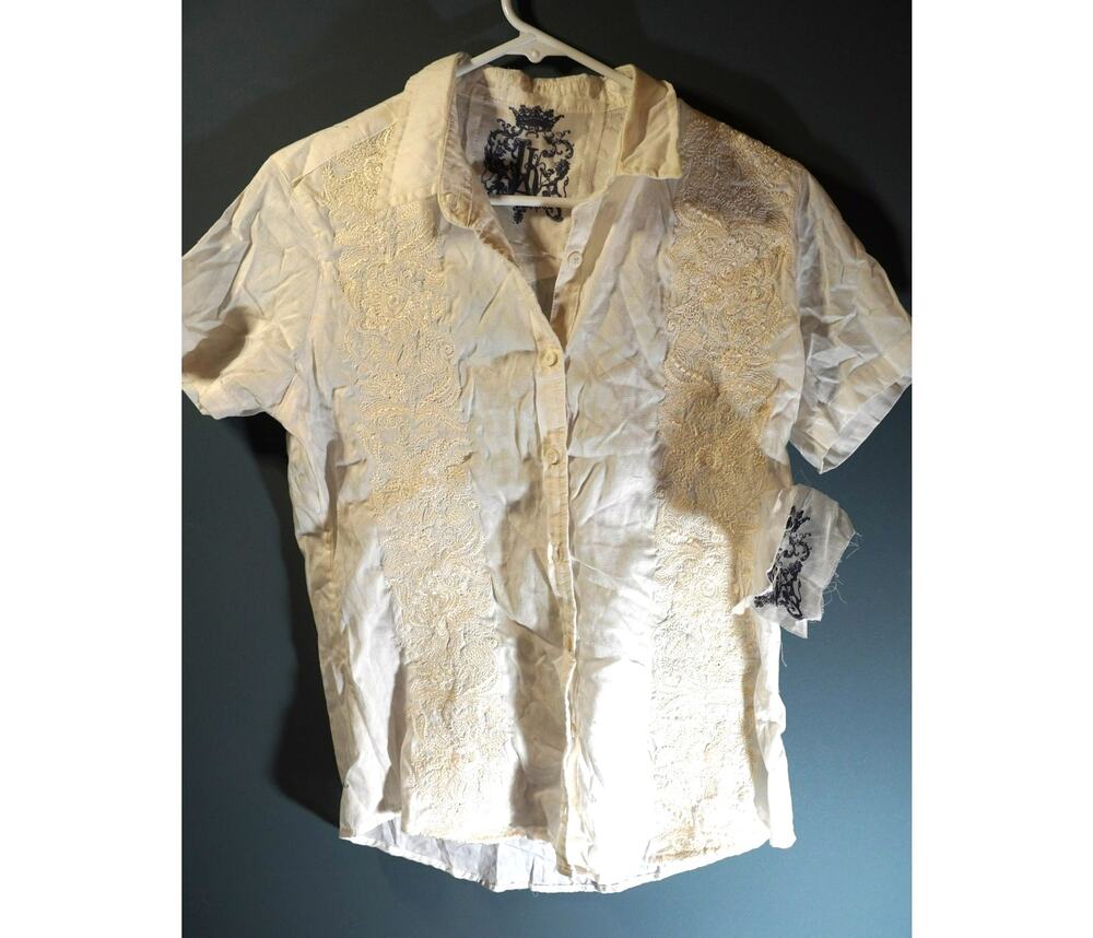 J.A.K. NWOT Rare Sample Piece Ivory Lace Embroidered Button Up Shirt - S